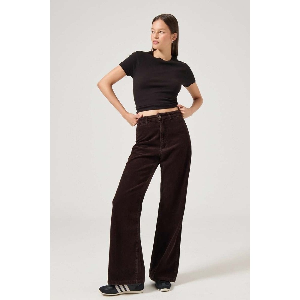 NWT!! ROLLA'S Brown Corduroy Sailor High Rise Wide Leg Long Pants Solid Size 27